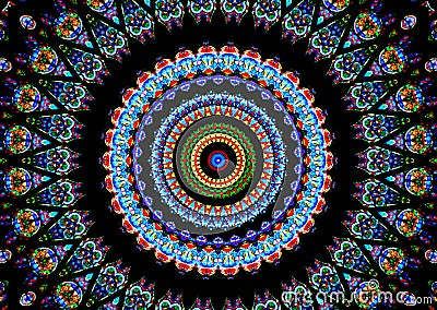 Cathedral Kaleidoscope Circular Multicolored Stock Photo