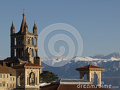 Cathedral in Lausanne Stock Photo