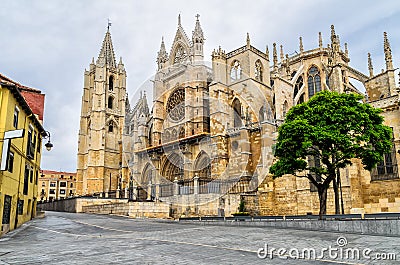 Cathedral of Leon, Spain Stock Photo