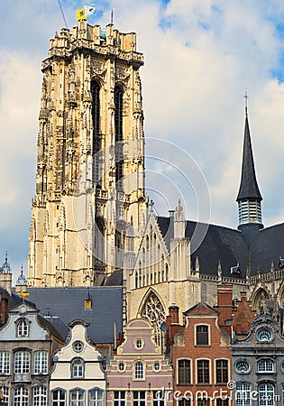 Cathedral in Mechelen Belgium Stock Photo