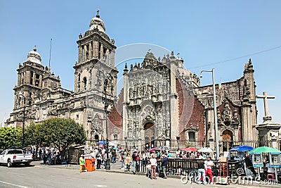 Cathedral Metropolitana in the center of Mexico City Editorial Stock Photo