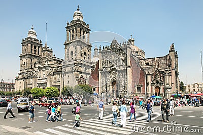 Cathedral Metropolitana in the center of Mexico City Editorial Stock Photo