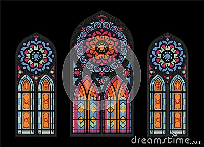 Cathedral Mosaic Windows Background Vector Illustration