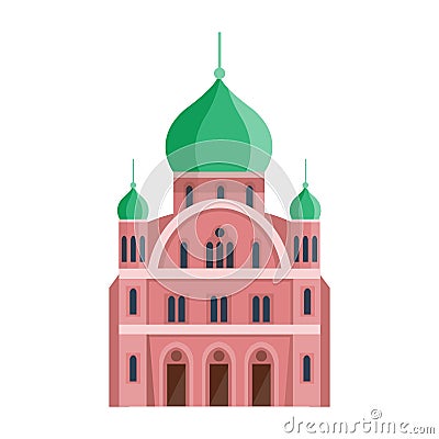 Cathedral orthodox church temple building landmark tourism world religions and famous structure traditional city Vector Illustration