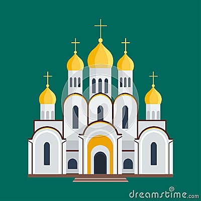 Cathedral orthodox church temple building landmark tourism world religions and famous structure traditional city Vector Illustration
