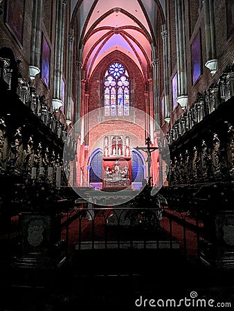 Interior Cathedral artistic look in colours. Editorial Stock Photo