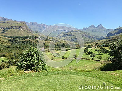 Cathedral Peak, Drakensburg, South Africa Hotel view of Mountains Stock Photo