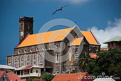 Caribbean cathedral with seabird Stock Photo