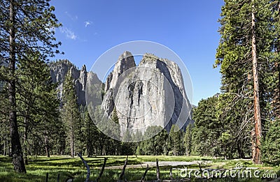 Cathedral Rocks Spires - Yosemite National Park Stock Photo