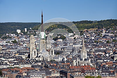 Cathedral of Rouen and the church of Saint-Maclou in Rouen Stock Photo