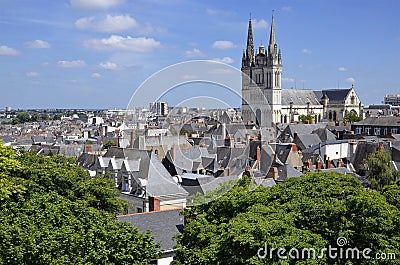 Cathedral Saint Maurice at Angers in France Stock Photo