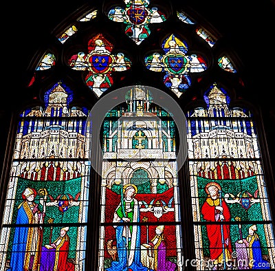 Cathedral Saint Stephen, Bourges, France, stained glasses Editorial Stock Photo