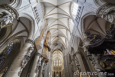 Cathedral Saints-Michel-et-Gudule de Bruxelles, Belgium Stock Photo