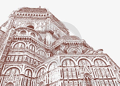 Cathedral of Santa Maria del Fiore in Florence Vector Illustration