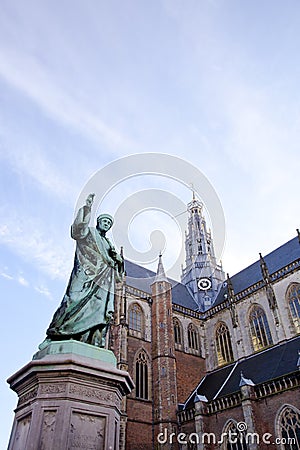 Cathedral St. Bavo with statue Editorial Stock Photo