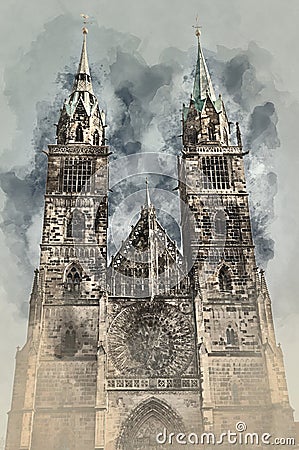 Cathedral of St. Lorenz in Nuremberg, Germany. Stock Photo