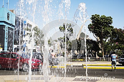 The Cathedral of Tacna or Catedral de Nuestra Señora del Rosario is the main temple of the city of Tacna, and parabolic arch with Editorial Stock Photo