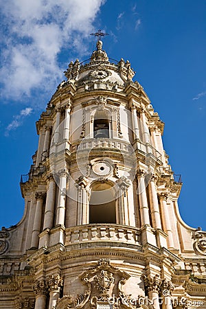 Cathedral Tower of Modica in Sicily Stock Photo