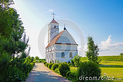 Zaslavl, Belarus - May 7, 2019: The Cathedral of the Transfiguration of Our Lord - the second cathedral of the Minsk Diocese of Editorial Stock Photo