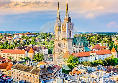 Cathedral in Zagreb, Croatia. Stock Photo