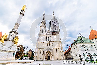 cathedral of zagreb old european gothic church Stock Photo