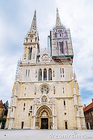 Cathedral of zagreb old european gothic church Stock Photo