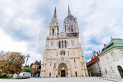 Cathedral of zagreb old european gothic church Stock Photo