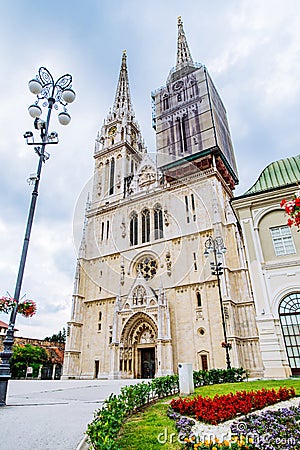 cathedral of zagreb old european gothic church Stock Photo