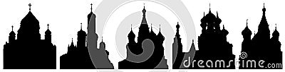 Cathedrals or churches of Moscow in Russia, set of silhouettes. Vector illustration Vector Illustration