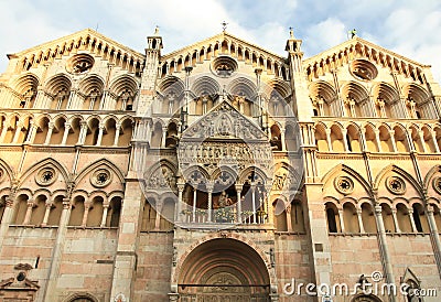 Catherdal in Ferrara city, Italy Stock Photo