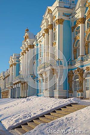 The Catherine Palace on a winter morning. Saint Petersburg Stock Photo