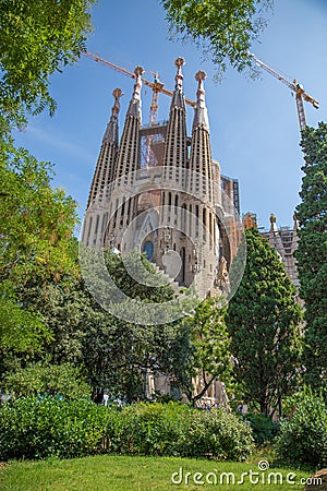 Catholic basilica of the Sagrada Familia Editorial Stock Photo