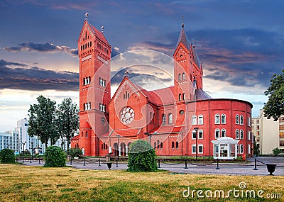 Catholic cathedral of St.Simon and St.Helena, Minsk, Belarus Editorial Stock Photo