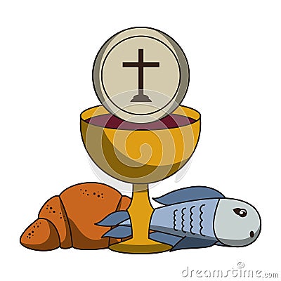 Catholic chalice with wine Vector Illustration