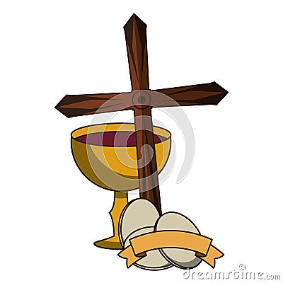 Catholic chalice with wine Vector Illustration
