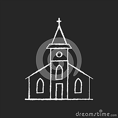 Catholic church chalk white icon on black background Vector Illustration