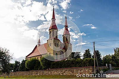 Catholic church of the Holy Trinity in the town of Zelva, Grodno region, Republic of Belarus. Editorial Stock Photo