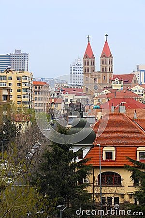 The Catholic church of Qingdao, China Editorial Stock Photo