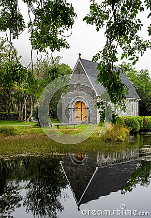 Catholic church of Saint. Finbarr Oratory. Gougane Barra park west ireland Stock Photo