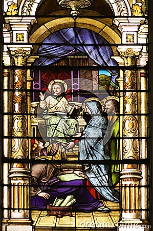 Catholic Church Stained Windows Stock Photo