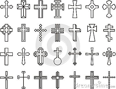 Catholic cross icons Vector Illustration
