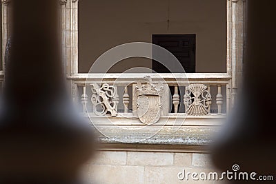 Catholic Monarchs coat of arms in Monastery of San Juan de los Reyes in Toledo Editorial Stock Photo