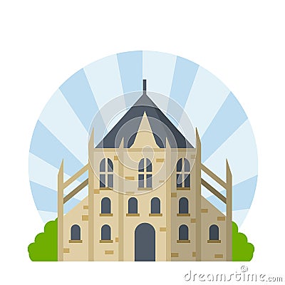 Catholic Old medieval European Church. Czech tourist attraction Vector Illustration