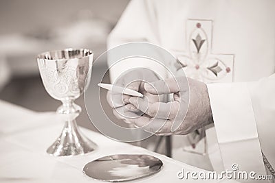 Catholic priest in church wedding marriage ceremony Stock Photo