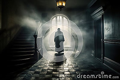 Catholic priest exorcist generative AI Stock Photo