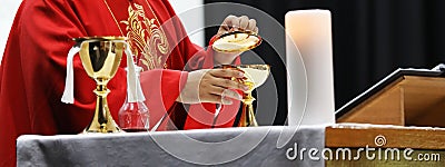 Serving Catholic Mass symbols, objects and parts Stock Photo