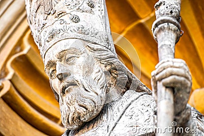 Catholic priest statue of Nice Cathedral. Stock Photo