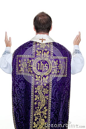 Catholic priests pray Stock Photo