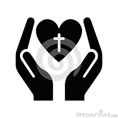 catholic religion hands icon Vector Illustration