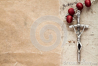 Catholic rosary and paper piece Stock Photo